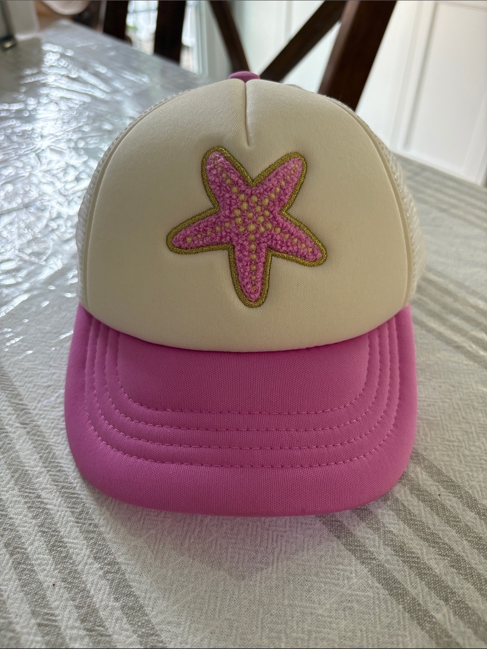 J. Crew Kids Pink and Cream Starfish Trucker Hat